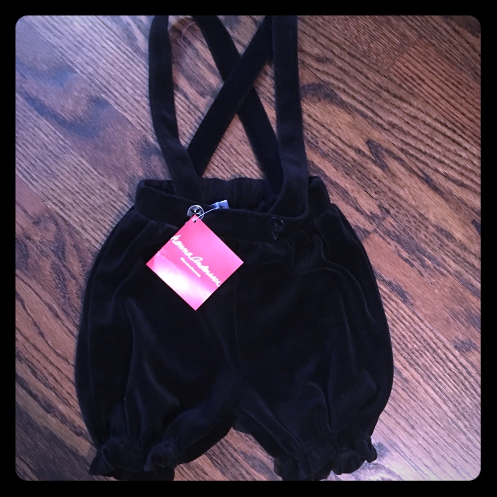 Black velvet suspenders shorts